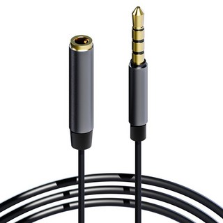 구스페리 3.5mm AUX 4극 오디오 마이크 연장 케이블 2m, 블랙, 1개