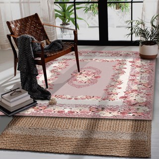 LEEJUNG 法式玫瑰波斯四季可水洗客廳地毯