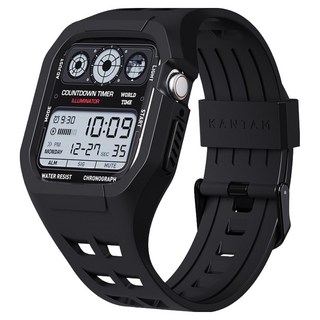 칸탐 애플워치 스트랩 일체형 밴드 시계줄 오닉스, 블랙, 1개