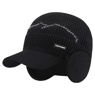 Atirel 保暖防寒耳罩針織運動帽, 黑色, 1個