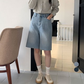 afinar 女款復古水洗百慕達牛仔短褲