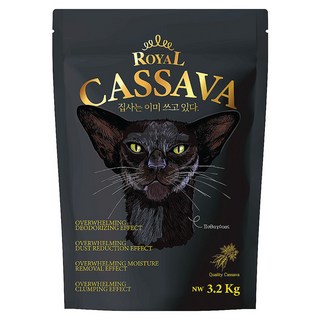 로얄 카사바 냄새먹는 고양이 모래 무향, 3.2kg, 1개