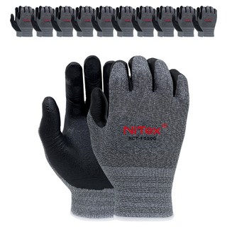 NiTex 碳纖維貼合觸控多用途工作用NBR泡棉塗層手套 雙手穿戴組 L NCT-FG500, 灰色, 10套