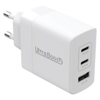 Ultraboost 65W PD / PPS 3孔超高速充電器, 白色, 1個