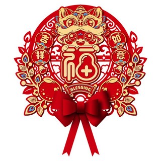 小麥購物 春節立體蝴蝶結福字門貼 吉祥如意 CNY032, 混和顏色