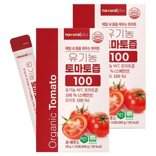 내츄럴플러스 유기농 토마토즙 100 15p, 300g, 2개