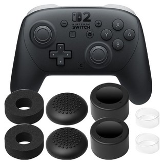 스페이스쉴드 게이밍 아날로그 스틱 어시스트 에임링 스틱캡 올인원 키트 닌텐도 2 프로 컨트롤러 세트, 블랙, 1세트