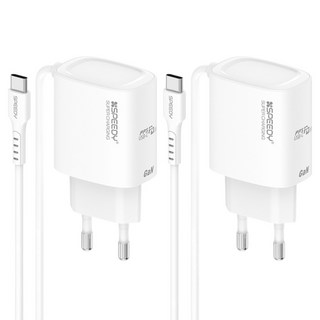SPEEDY2 PD 25W PPS 超高速 Type-C 線材一體式充電器, 白色, 2個
