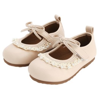 珍珠蕾絲蝴蝶結平底鞋