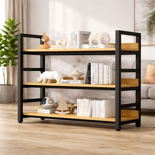 가구느낌 철제 리버책장 1100, 네추럴 블랙, 3단