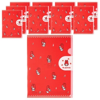 三麗鷗 美樂蒂 復古文件整理L型資料夾, 紅色, 10個