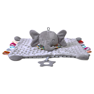 OhBabyLaugh 愛笑寶 動物玩偶安撫巾, 灰色大象, 1個