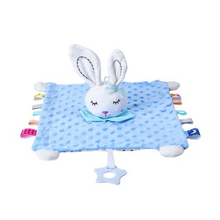 OhBabyLaugh 愛笑寶 動物玩偶安撫巾, 藍色兔子, 1個