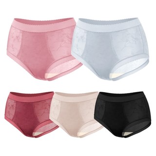 GIAT 吉亞特 輕涼柔肌蠶絲內褲高腰款5件組 531568, 黑色 + 裸膚色 + 酒紅色 + 淺藍色 + 嫩粉色