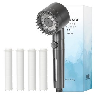 해피달링 고압 수압상승 필터 샤워기 헤드 + 필터 5p 세트, 그레이, 1세트