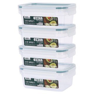 리젠리빙 오젠 소분용 반찬 밀폐용기, 4개, 660ml