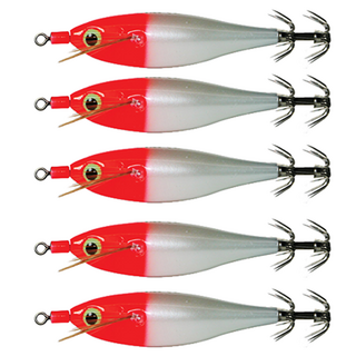 메가바이트 스테이 레이저 쭈꾸미 갑오징어 문어 에기 70mm, 01 레드헤드화이트, 5개, 5g