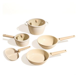 Truecook 電磁爐IH陶瓷平底鍋鍋具5件組, 5種, 1套, 米色