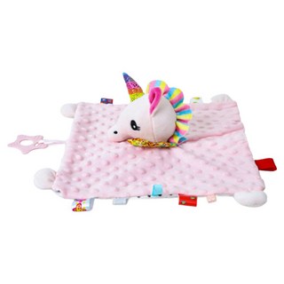 OhBabyLaugh 動物玩偶安撫巾, 粉色獨角獸, 1個