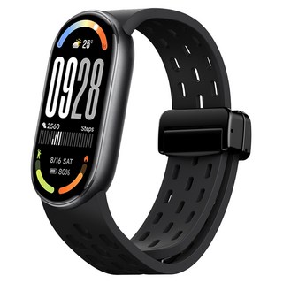 SPACE SHIELD D型扣磁吸網眼孔矽膠錶帶, 黑色, 1個