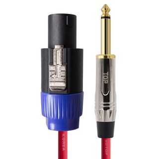 HDtop Speakon 轉 5.5 單聲道音源線 1.5m, 金屬紅, 1個, HT-TP4362