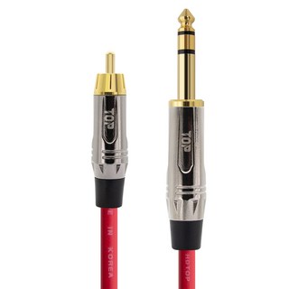 HDtop RCA 轉 5.5 立體聲連接線 0.5m, 金屬紅, 1個, HT-TP4619