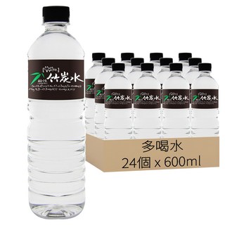 多喝水 鹼性竹炭水, 600ml, 24個