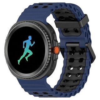 Lightom Galaxy Watch Classic Sports 雙色錶帶 22mm, 藍黑色, 1個