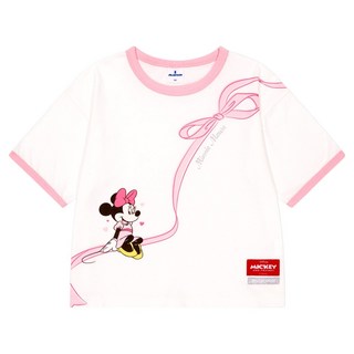 JELISPOON 兒童迪士尼米妮可愛蝴蝶結滾邊短袖T恤