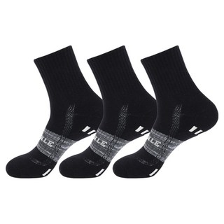 크로커다일 남성용 쿠션 스포츠 이중쿠션 메쉬통기성 흔들림방지 등산양말 CD395, 블랙, 3세트
