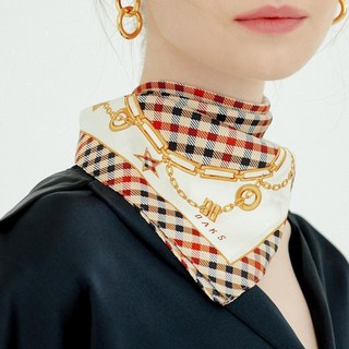 DAKS 女性格紋圖案方形絲質圍巾 DCSC6E141I2