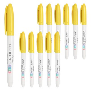 문화연필 언더라인S 마일드 파스텔 형광펜, 개나리 옐로우, 12개