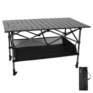 CAMP VILLAGE 露營Trek Roll高度可調桌 附專用收納袋, 黑色