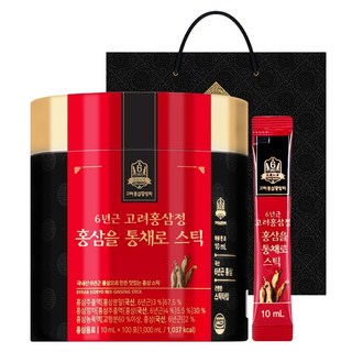 고려홍삼중앙회 6년근 고려홍삼정 홍삼을 통채로 스틱 +쇼핑백, 10ml, 100개