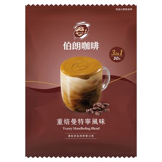 金車 MR.BROWN 伯朗咖啡 3合1即溶咖啡 重焙曼特寧, 16g, 1套, 30個裝
