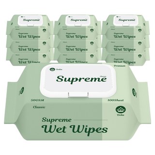 한스웰 델리아 슈프림 클래식 엠보싱 아기물티슈 캡형, 10개, 100매, 50g