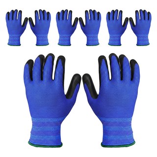Livnow KDT-SU U3 NBR 泡棉作業用半塗層安全手套 雙手穿戴組 S, 藍色, 4套