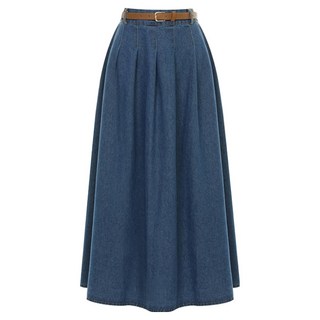 Sellys 細褶牛仔鬆緊帶長裙 I6A-CSK006