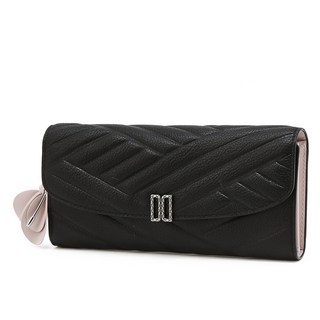 DAKS 女用 CARLISLE FLOWER 卡萊爾牛皮長夾 DCWA6E762BK