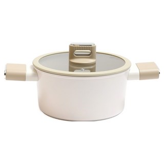 TINNY BLANC 電磁爐IH Courbe鋁製陶瓷塗層雙耳鍋, 象牙白, 1個, 20cm