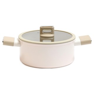 TINNY BLANC 電磁爐 IH Courbe 鋁製陶瓷塗層雙耳鍋, 象牙白, 1個, 22cm