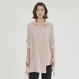 ATTERLIC 女款 Amelie 大尺碼簡約不對稱斜線長版翻領襯衫 11426