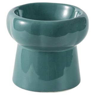 REDPUPPY 寵物蘑菇陶瓷寵物碗 高款, 深綠色, 1個