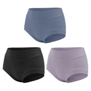 GIAT 吉亞特 石墨烯 + 鋅抑菌中低腰內褲 寬腰素面款 3件組 530856, 黑色 + 藍色 + 紫色