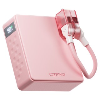 코드웨이 미니 고속충전 보조배터리 10000mAh + C타입 초고속충전 케이블, 핑크