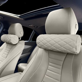 엔칸타 차량용 가죽 메모리폼 목쿠션, 코튼 베이지, 2개
