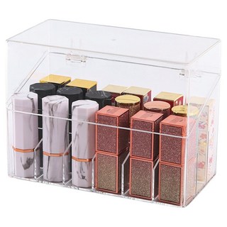 홈앳홈 먼지 쌓이지 않는 뚜껑 있는 아크릴 립스틱 정리함 18구, 투명, 1개
