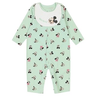 디즈니베이비 신생아용 미키 프렌즈 면 우주복 + 턱받이 세트