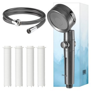 해피달링 3단조절 온오프 필터 샤워기 헤드 필터 5p 호스, 그레이, 1개