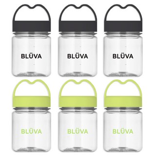 블루바 눈금표시 트라이탄 하트캡 다용도 미니 쉐이커 200ml x 2종 x 3p 세트, 블랙, 그린, 1세트